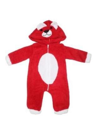 Unisex Red Welsoft Bear Hooded Jumpsuit